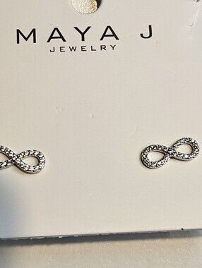 NFINITY Silver Crystal Infinity Stud Earrings
